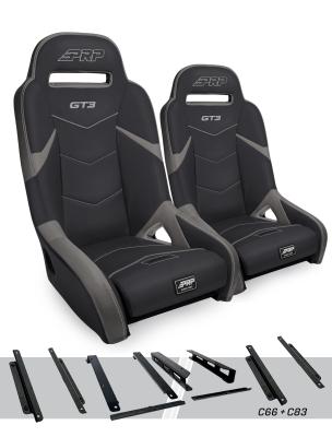 GT3 Suspension Seats Kit for Honda Talon Pair Black & Gray PRP Seats