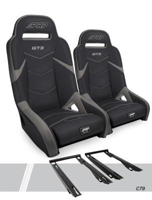 GT3 Suspension Seats Kit for Polaris RZR PRO XP PRO R Turbo R Pair Black & Gray PRP Seats