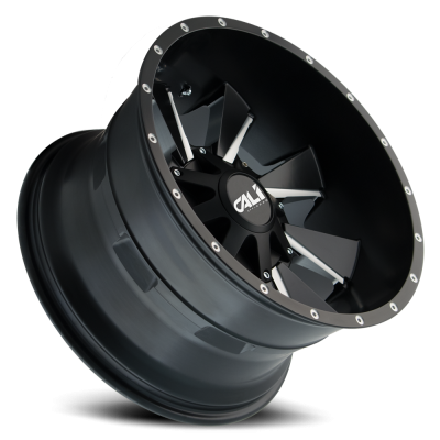 Cast Aluminum Wheels Distorted 9106 SB 24x12 Milled Spokes Satin Black 6 On 135/6 On139.7 Bolt Pattern -44 Offset Cali Offroad Wheels