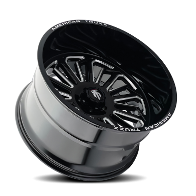 Butcher AT1916 Gloss Black Milled 22X12 5-127 -51MM 71.6MM Off Road Wheels American Truxx