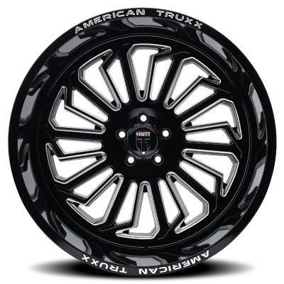 Butcher AT1916 Gloss Black Milled 22X12 5-127 -51MM 71.6MM Off Road Wheels American Truxx