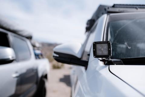 10-21 Toyota 4Runner Low Profile LED Ditch Light Brackets Kit (2) 3X2 18W Amber LED Pods Ditch Light Blue Backlight Small Cali Raised LED