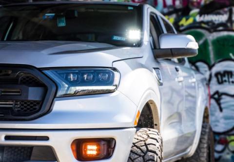 2019-Present Ford Ranger Ditch Mounts 27W Side Projecting Pods Wiring Harness Cali Raised LED
