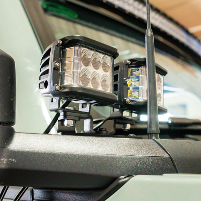 Ditch Light Mount Kit Fits 21-Present Ford Bronco Raptor - (2) 3X2 18W Amber LED Pods/(2) 3X2 18W Amber LED Pods Cali Raised LED