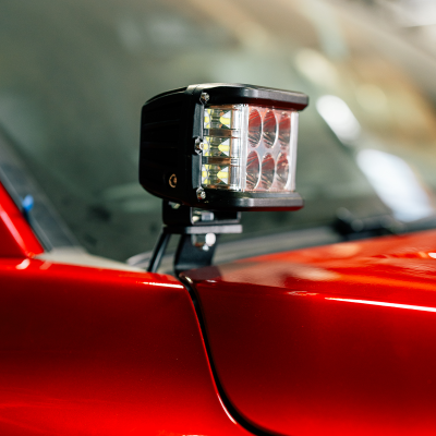 Low Profile Ditch Light Brackets Kit Fits 24-Present Toyota Tacoma/(2) 3.5 Inch Round Cannon Pods/Toyota OEM Square Style Ditch Light Switch Cali Raised LED