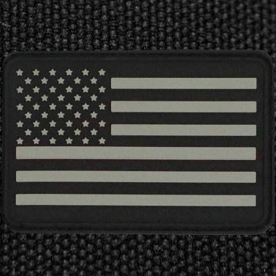 American Flag Patches, PVC Rubber, 2.0 Inch x 3.0 Inch w/ Velcro/Hook Backing Stars on Left Black/Grey Bartact