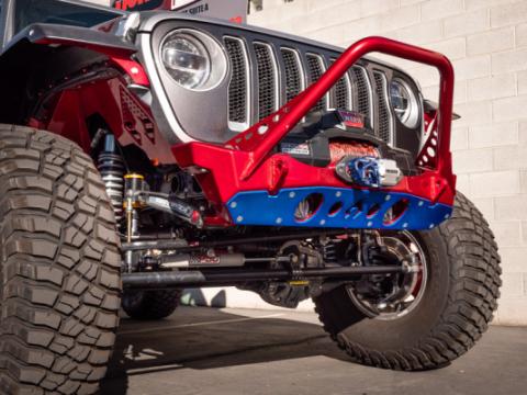 Powdercoat Nighthawk Mid-tube Stinger Front Bumper with Aluminum Skid for JK, JL, and JT - Black Powdercoat Artec Industries