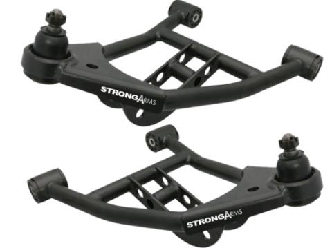 Front Lower Strongarms For 1964-1972 Gm A-Body For Use W/ Coil-Over/Shockwave Pair Of Tubular Control Arms W/ Ball Joints And Delrin Bushings Powder Coated Satin Black Ridetech