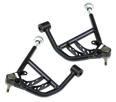 Front Lower Strongarms For 1965-1970 Impala For Use W/ Coil-Over/Shockwave And Ridetech Sway Bar Pair Of Tubular Control Arms W/ Ball Joints And Delrin Bushings Powder Coated Satin Black Ridetech