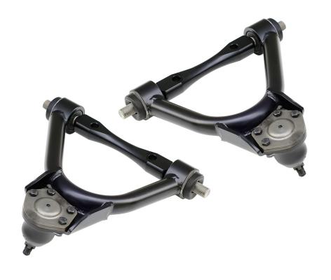 Front Upper Strongarms For 1971-1972 C10 Pair Of Tubular Control Arms W/ Ball Joints Cross Shafts And Delrin Bushings Powder Coated Satin Black Ridetech