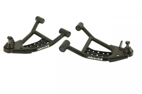 Front Lower Strongarms For 1988-1998 C1500 For Use W/ Coil-Over/Shockwave Pair Of Tubular Control Arms W/ Ball Joints And Delrin Bushings Powder Coated Satin Black Ridetech
