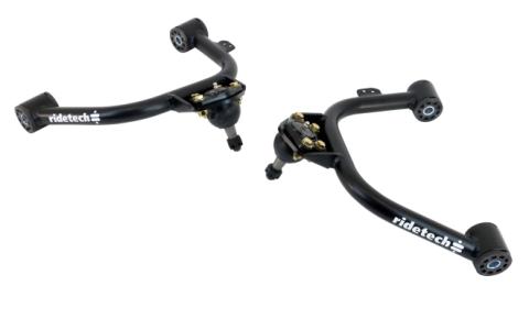 Front Upper Strongarms For 1988-1998 C1500 Pair Of Tubular Control Arms W/ Ball Joints And Delrin Bushings Powder Coated Satin Black Ridetech