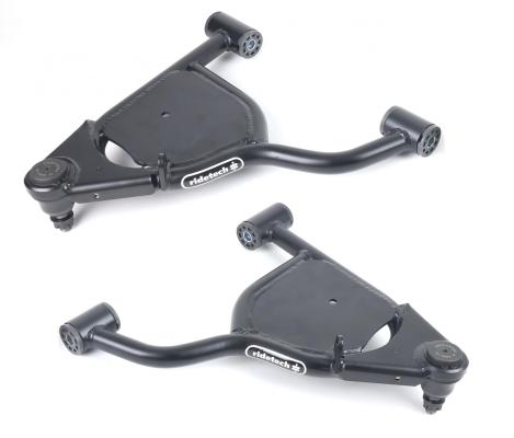 Front Lower Strongarms For 1999-2006 Silverado / Sierra 2WD 2007 Classic For Use W/ Coolride Air Springs Pair Of Tubular Control Arms W/ Ball Joints Sway Bar End Links And Delrin Bushings Powder Coated Satin Black Ridetech
