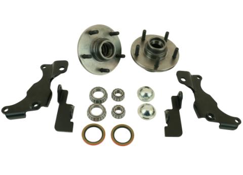 Front Stock Brake Retention Kit For 1963-1982 Corvette For Use W/ Stock Brakes And Ridetech Truturn System Hubs Bearings Seals Caliper Brackets And Steering Stop Brackets Ridetech