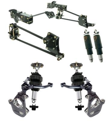HQ Air Suspension System For 2007-2016 Silverado / Sierra 1500 2Wd/4Wd W/ OE Cast Steel Arms Drop Spindles Front And Rear HQ Series Shockwaves Front Upper Strongarms Rear 4-Link And Panhard Bar Ridetech