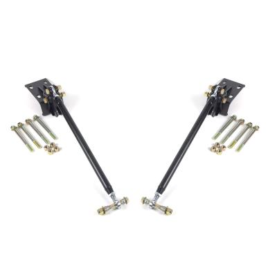 Traction Bar Kit For 2019-2024 Silverado / Sierra 1500 W/ Ridetech Lowering Kit Pair Of Double Adjustable Bars Heim Ends Pivot Bracket Bump Stop Axle Brackets And Hardware Powder Coated Satin Black Ridetech