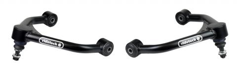 Front Upper Strongarms For 2019-2024 Ram 1500 2Wd/4Wd Lowered Pair Of Tubular Control Arms W/ Rubber Bushings And Ball JointsPowder Coated Satin Black Ridetech