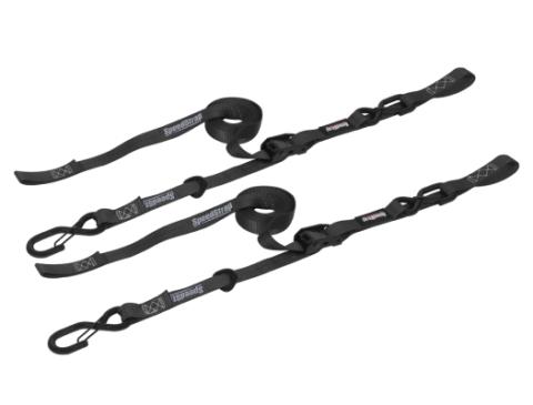 1 Inch x 10' Cam-Lock Tie Down with Snap S-Hooks and Soft-Tie 2 Pack Black SpeedStrap