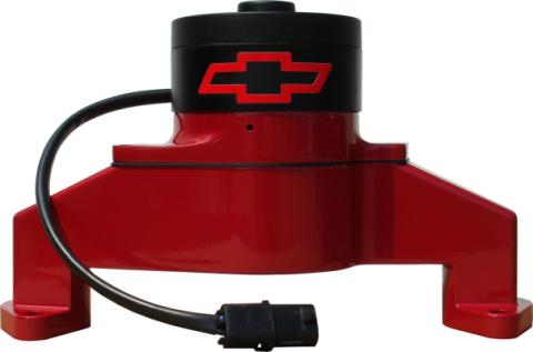 Electric Engine Water Pump Aluminum Red with Bowtie Logo Fits BB Chevy Chevrolet Performance Parts