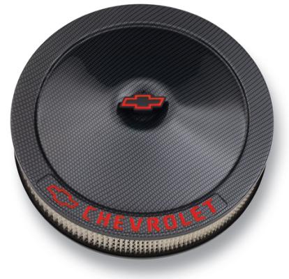 Engine Air Cleaner Kit Carbon-Style 14 Inch Alunimum Black Bowtie/Chevy Logo Chevrolet Performance Parts