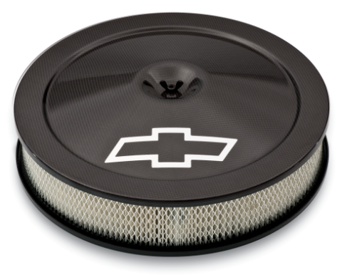 Engine Air Cleaner Kit 14 Inch Diameter Carbon Fiber Chevy Lettering W/Bowtie Logo Chevrolet Performance Parts