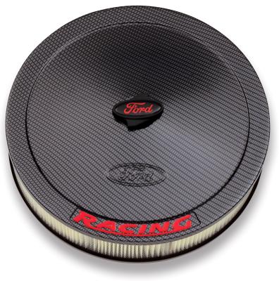 Air Cleaner Kit Carbon Style Embossed Ford Logo W/Red Lettering 13 Inch Diameter Ford Racing