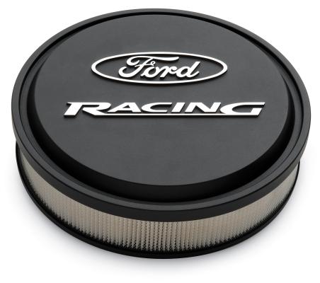 Slant-Edge Alunimum Air Cleaner Kit Black Crinkle Raised/Milled Emblems 13 Inch Ford Racing