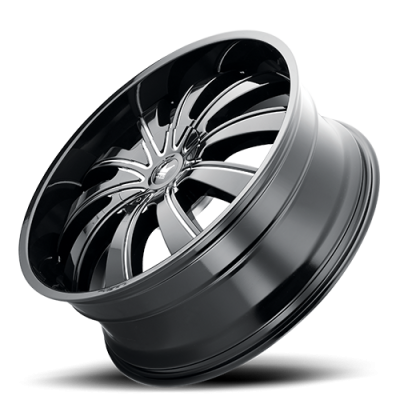 Cast Aluminum Wheels Rolla 374 GB-M 22x9.5 Milled Spokes Gloss Black 5 On 115/5 On 139.7 Bolt Pattern 18 Offset Mazzi Wheels