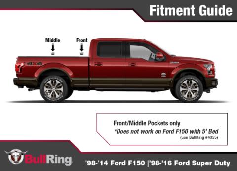 Ford Flush Fit Retractable Tie Down Anchors Front or Middle '98-'14 Ford F150 '98-'16 Ford F-250/F-350 Super Duty Bullring