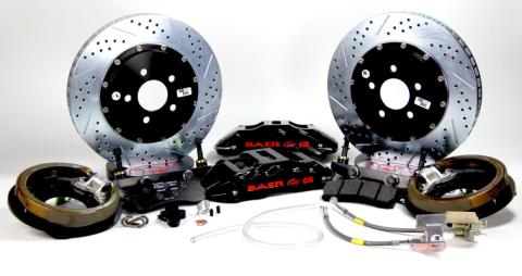 Brake System 14 Inch Rear Extreme+ with Park Brake Black 70 Mopar E Body BAER Brakes