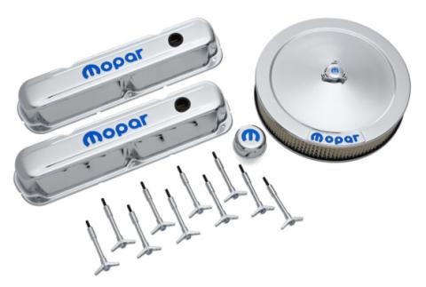Engine Dress-Up Kit Chrome w/Blue MOPAR Logo Fits LA/Small Block Engines Proform