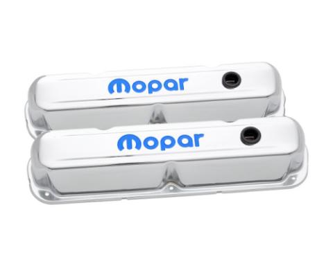 Engine Valve Covers Steel Chrome Mopar Emblem Fits LA/Small Block Engines Proform