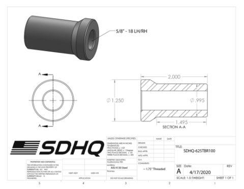 5/8 Inch - 18 Right Hand For 1.25 Inch X .120 Wall Stepped Race Style Bung 4130 SDHQ Offroad