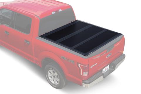 16-21 Nissan Titan 3 Panel Hard Folding Tonneau Cover Truck Bed Topper 5 Foot 6 Inch With or Without Track Black Leer
