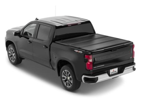 14-18 Silverado/Sierra 3 Panel Hard Folding Tonneau Cover Truck Bed Topper 5 Foot 8 Inch Black Leer
