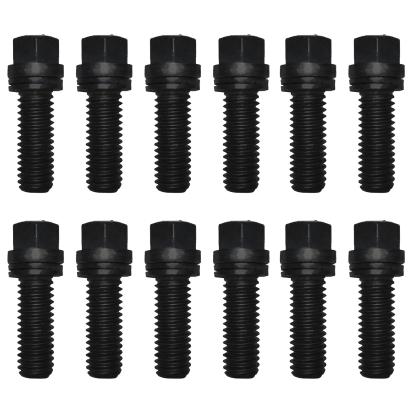 Wedge-Locking Header Bolts Hex Head 3/8 Diameter X 1 Inch Black Oxide 12 Pcs Proform