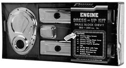 Engine Dress-Up Kit Chrome without Logos Fits SB Block Chevy Engines Stock Chrome No Valve Cover Faster Title Proform
