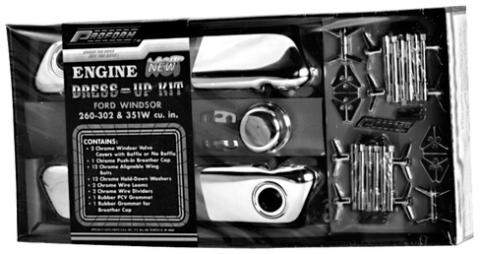 Engine Dress-Up Kit Chrome w/No Logo Fits SB Ford 289-302-351W Engines Stock Chrome Proform