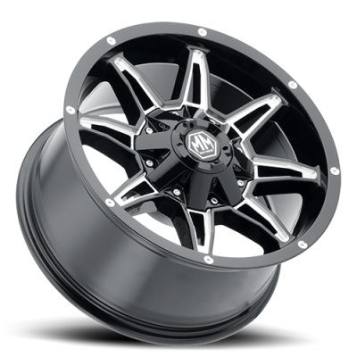 Mayhem Offroad Wheels Rampage 8090 BK 17x9 Milled Spokes Black -12 Off Set 5 Lug 4.53 BSM 87 Bore 114.3 Bolt Circle Cast Aluminum