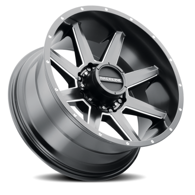 Aluminum Wheels 22x10 Stryker 954M Milled-Dimples Satin Black -19 Offset 5 on 127 Bolt Pattern 78.1 Bore Raceline