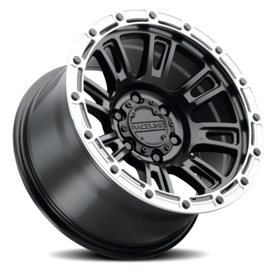 Aluminum Wheels 18x9 Compass 956BS Satin Black Silver Ring -12 Offset 6 on 139.7 Bolt Pattern 106.1 Bore Raceline