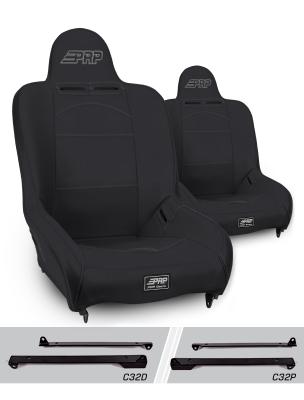 Premier High Back Suspension Seats Kit for Jeep Wrangler CJ7/YJ Pair Black PRP Seats