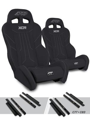 XCR Suspension Seats Kit for Polaris General RZR S 900 900 Trail Trail XP 1000 Turbo Turbo S RS1 Pair Black PRP Seats