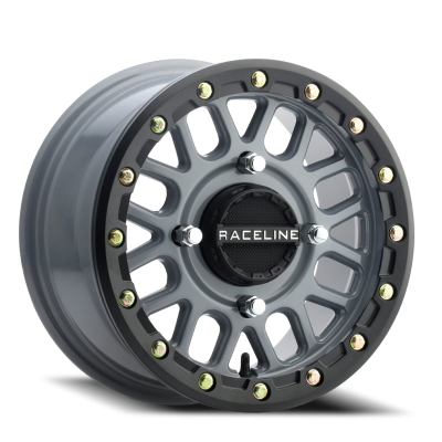 Aluminum Wheels 14x7 Podium Beadlock UTV A93SG Stealth Grey 10 Offset 4 on 110 Bolt Pattern Raceline