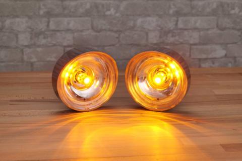 1969 Chevrolet Camaro Chrome Billet Front Parking Lamps with Revive 1157 Switchback LED Dapper Lighting