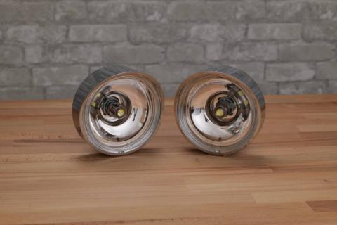 1969 Chevrolet Camaro Chrome Billet Front Parking Lamps with Revive 1157 Switchback LED Dapper Lighting
