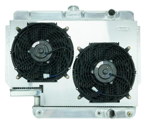 Impala Radiator 61-65 Impala 500 Box Aluminum Performance Radiator and Dual 12 Inch Fans Kit Cold Case Radiators
