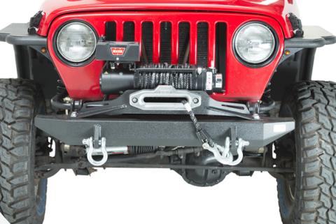 Jeep TJ Front Bumper 97-06 Wrangler TJ Rubicon and Unlimited Steel Black Textured Powdercoat Piranha Series Fishbone Offroad