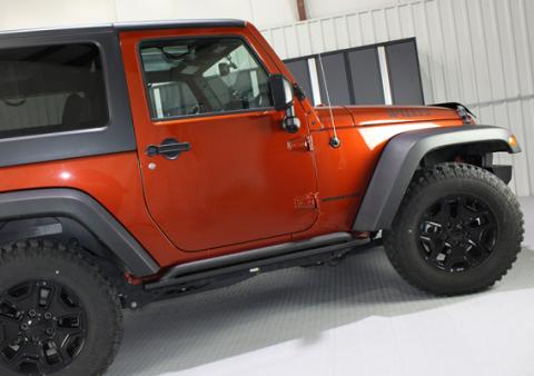 Jeep JK Rock Slider 07-18 Wrangler JK 2 Door Rubicon Steel Black Textured Powdercoat Fishbone Offroad