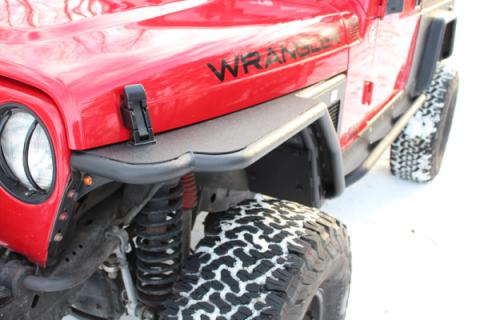 Jeep TJ Tube Fenders Front 3 Inch Flare 97-06 Wrangler TJ Steel Black Textured Powdercoat Fishbone Offroad